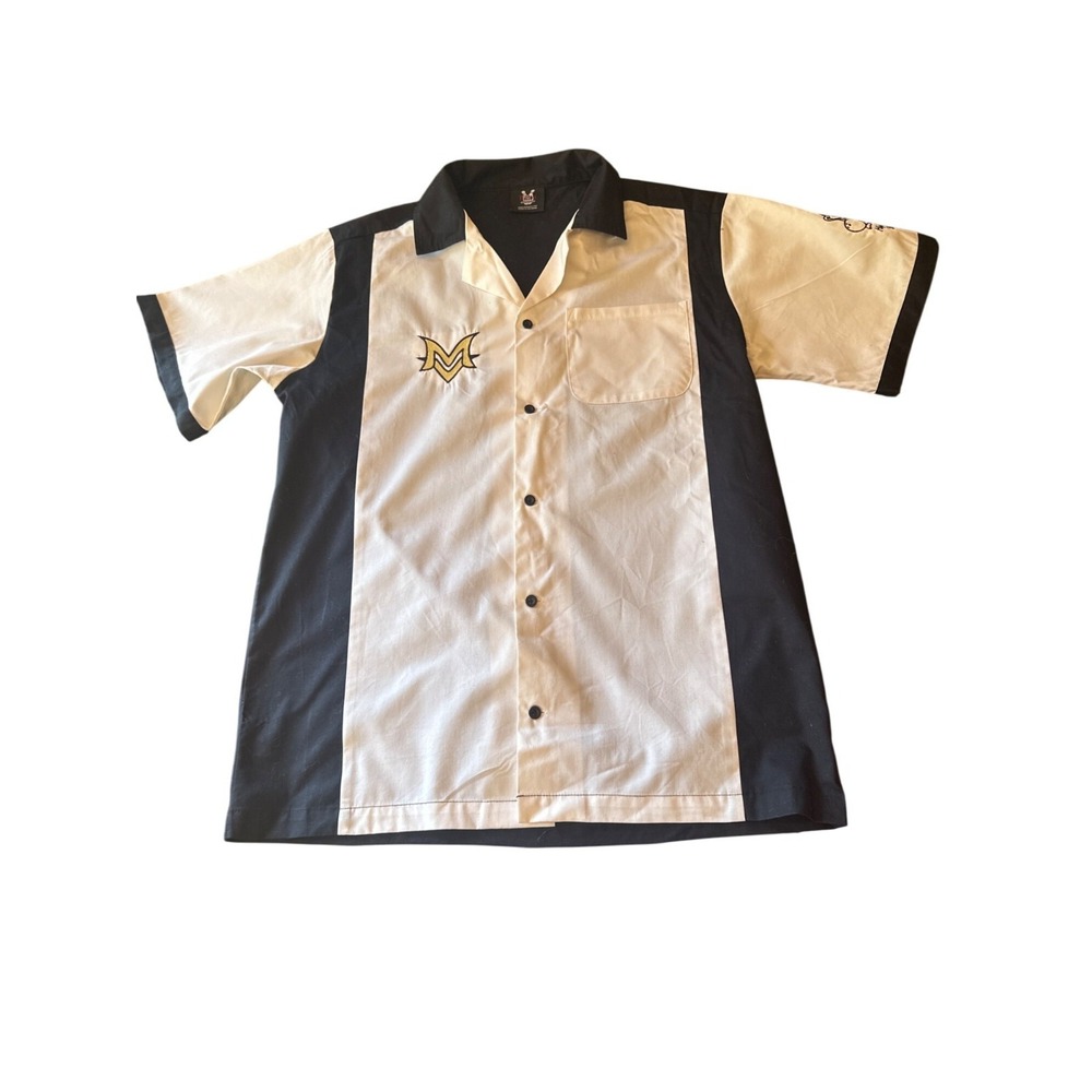 Hilton Bowling Shirt S Black &‎ White Retro Kitschy